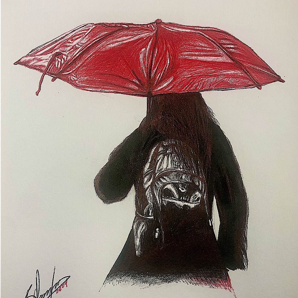 Girl with red umbrella